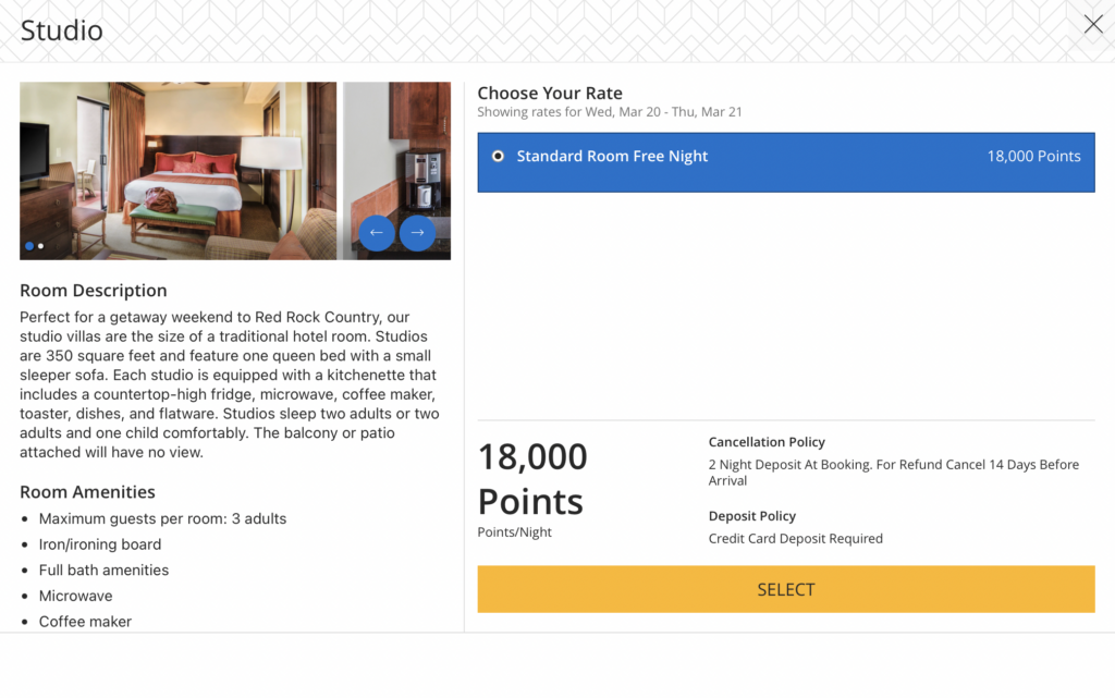 Screenshot of room in Sedona